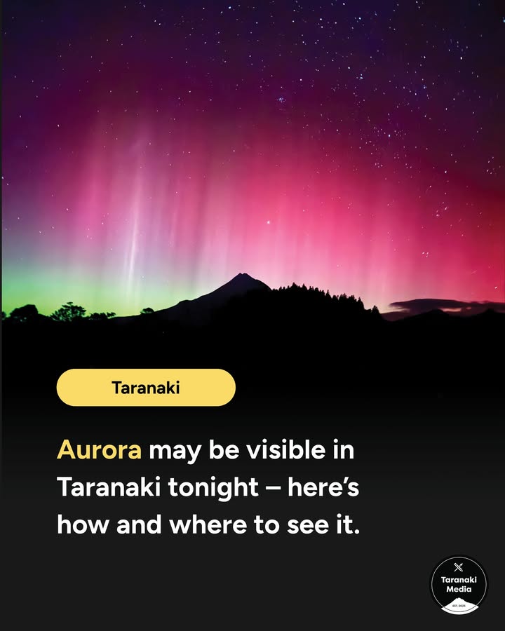 The aurora may be visible from Taranaki tonight due to a severe geomagnetic storm, driven by a series of recent…