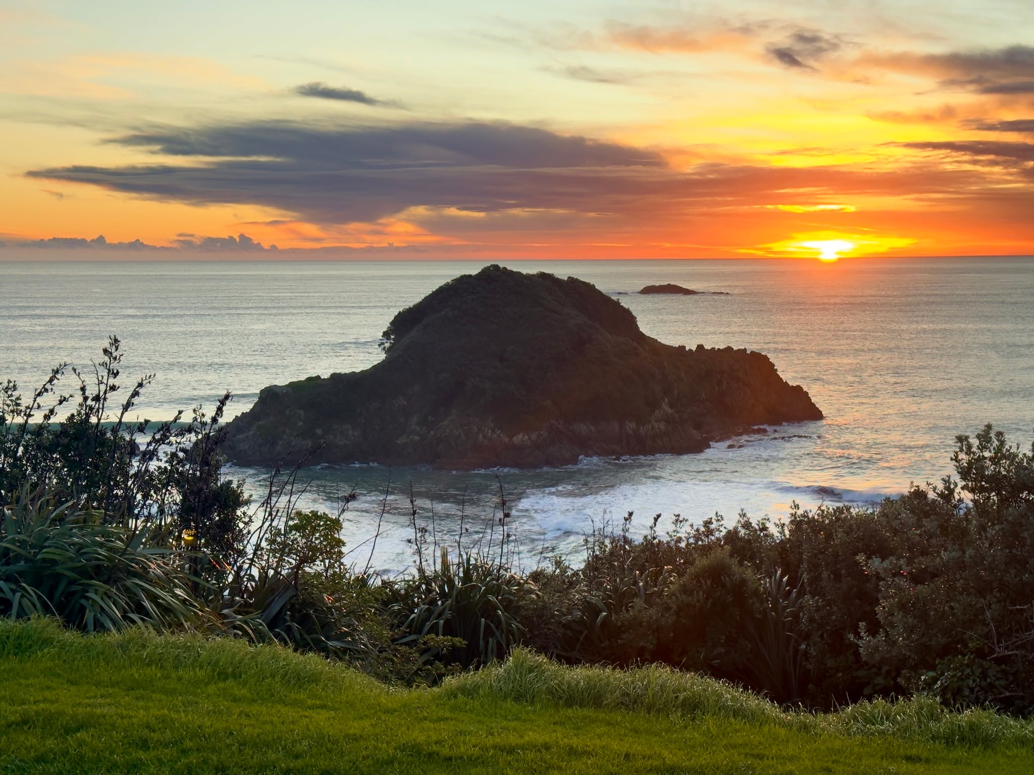 Stunning sunset captured near Back Beach and Paritutu Rock